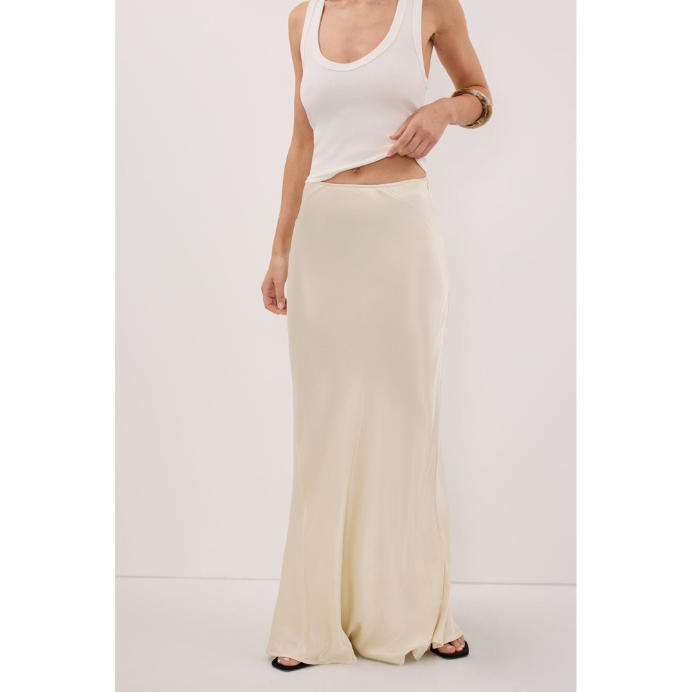 Dissh Ivory Satin Bias Cut Maxi Skirt Size 8